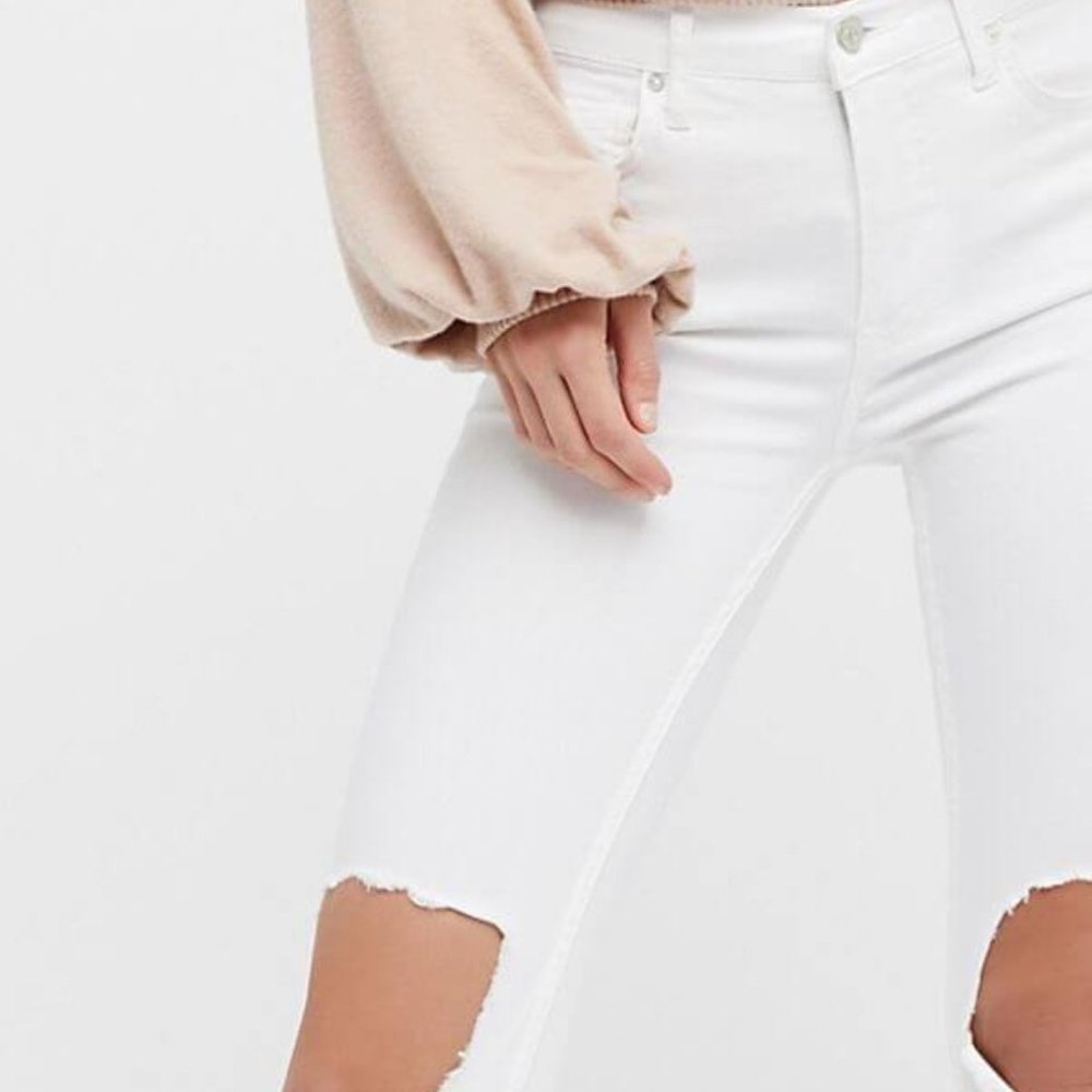 NWT Free People | Busted Knee Skinny | White - Picture 2 of 10